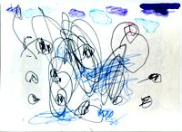 На четвертій сходинці доизобразительной стадії в дитячому малюванні відбувається інтелектуальний зліт: дитина починає інтерпретувати свої каляки-маляки